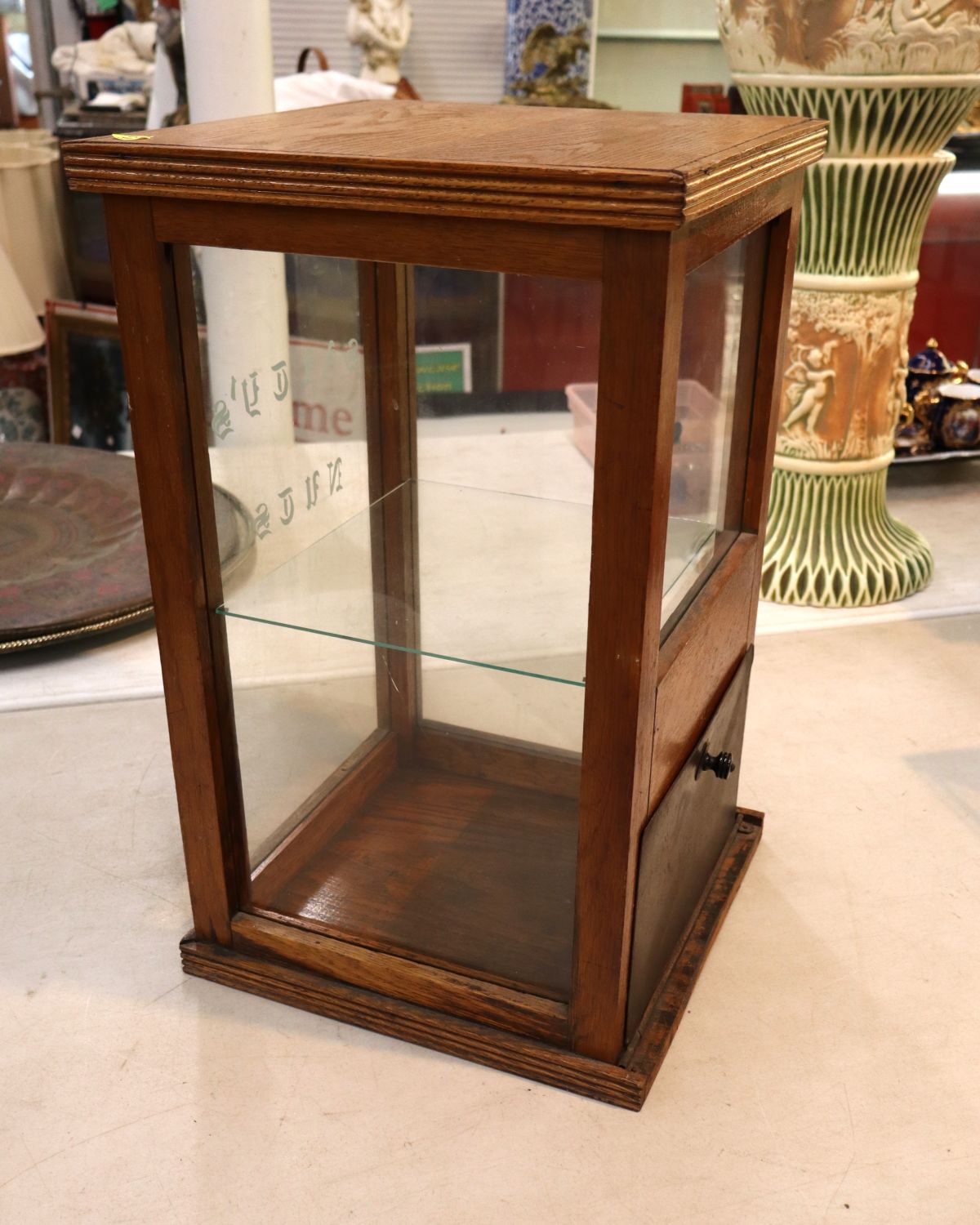 Antique oak Salty Nuts advertisement display case