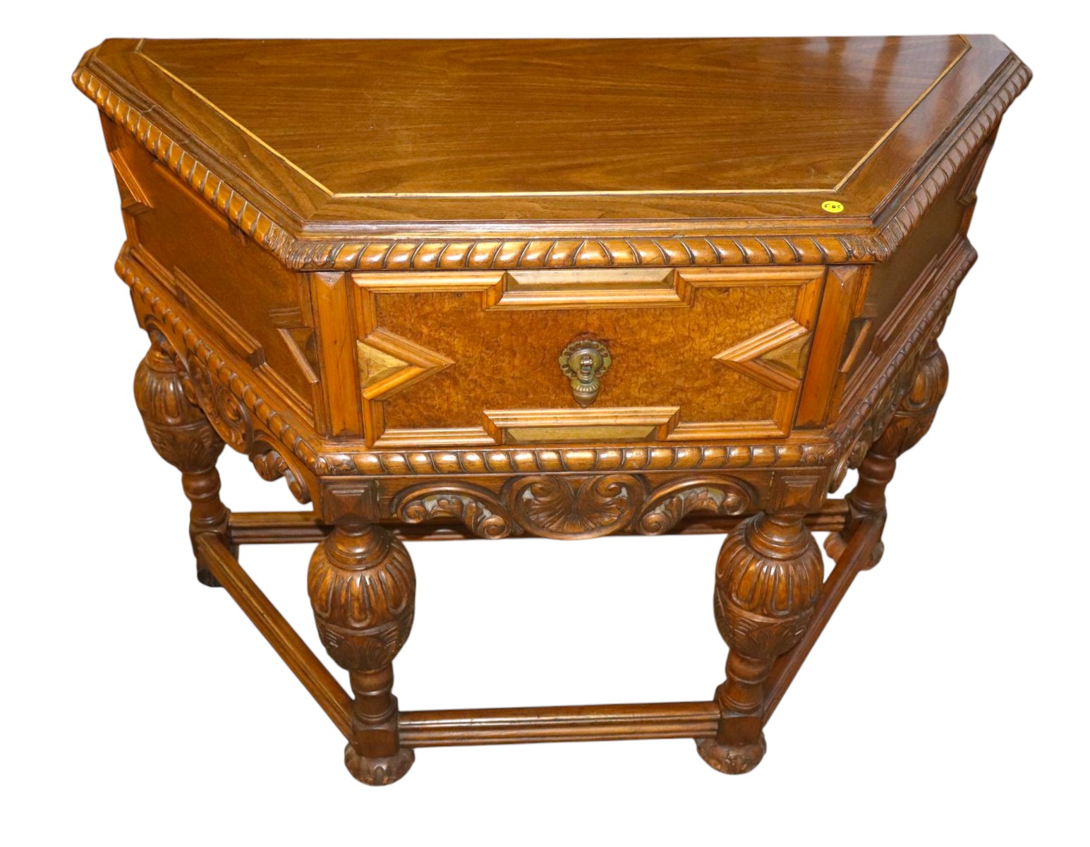 Antique Jacobean style 1 drawer walnut carved server