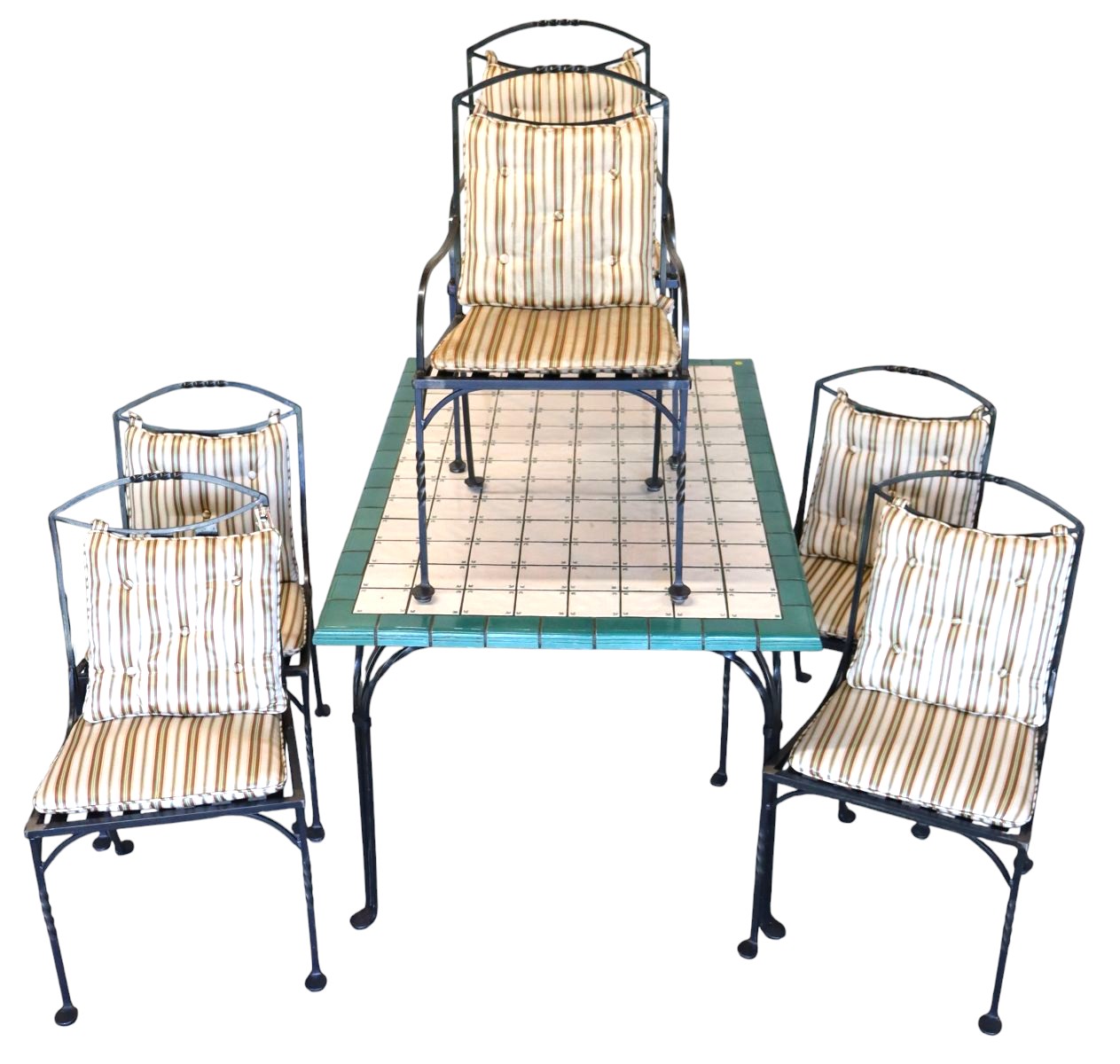 Quality Italian 7pc tile & scroll twisted WI dining set