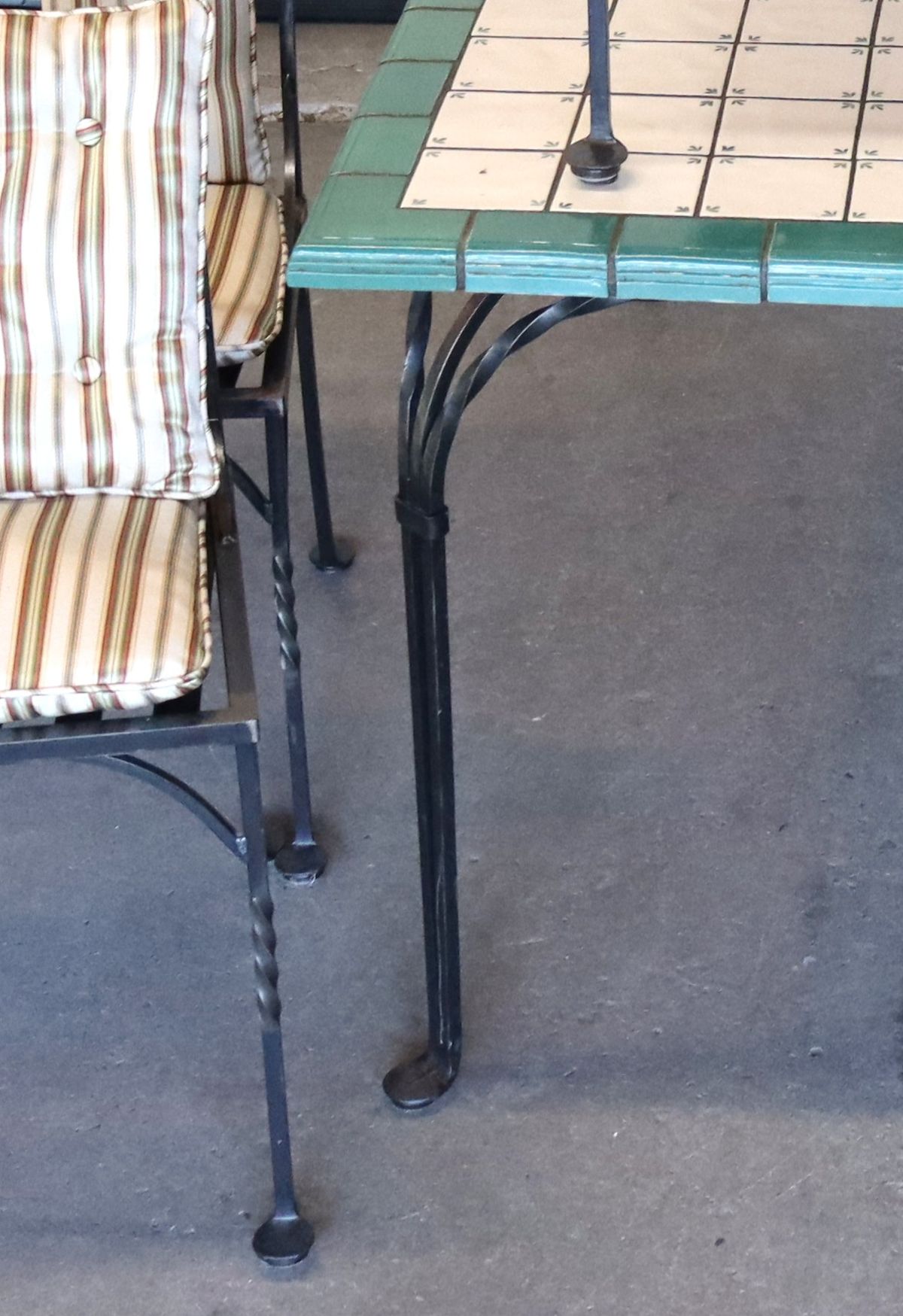 Quality Italian 7pc tile & scroll twisted WI dining set