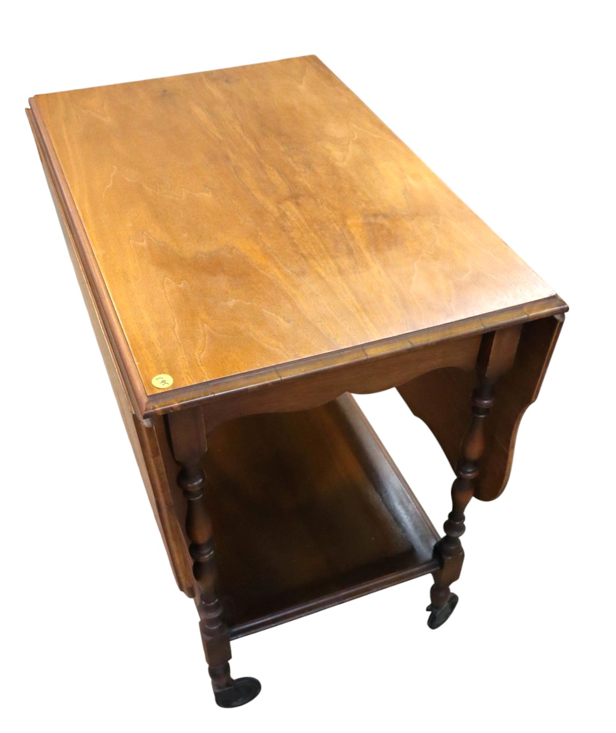 Vintage cherry 1 drawer drop leaf tea cart - orig finish