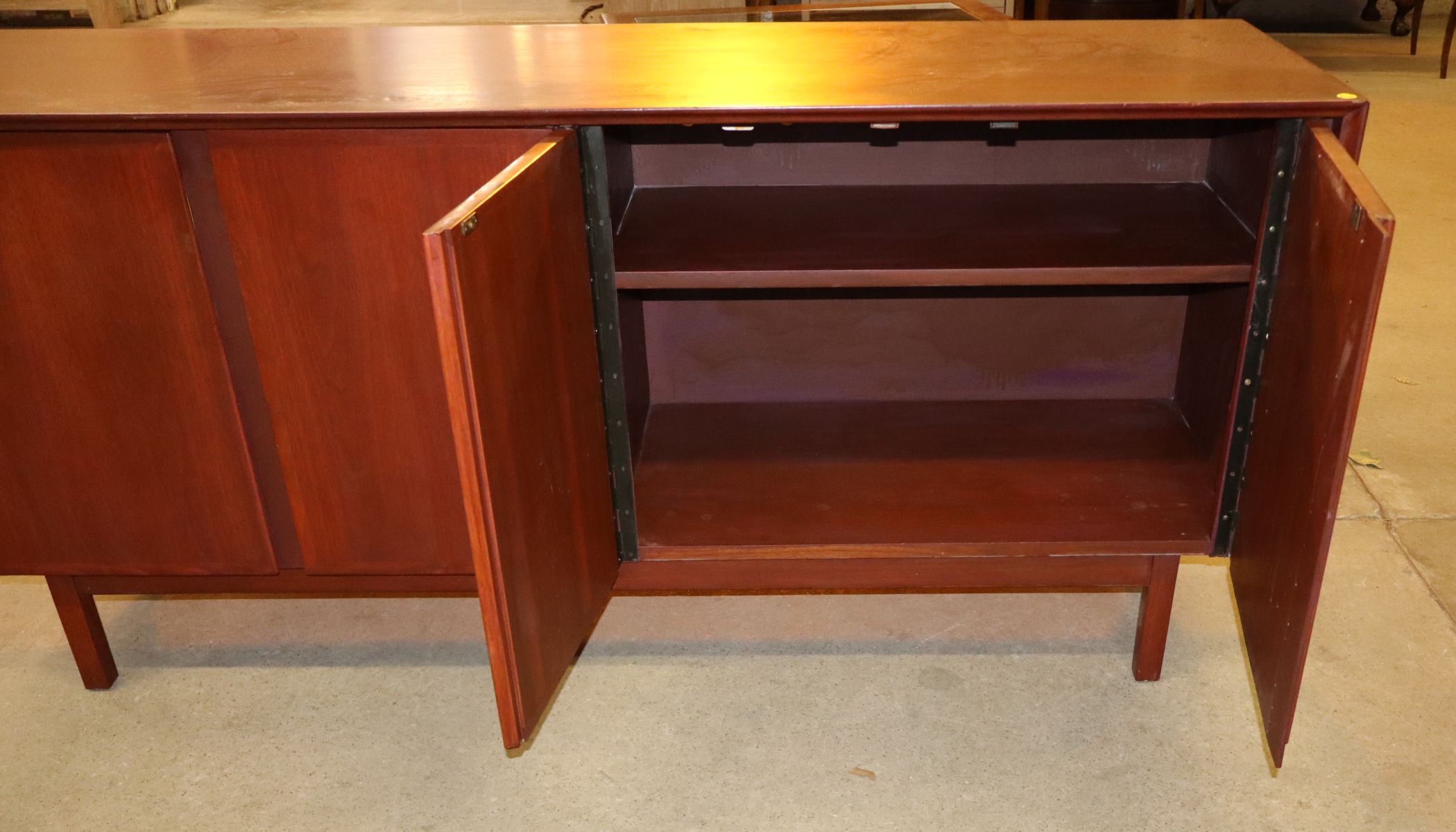 Mid Century style 4 door walnut & mah fitted buffet