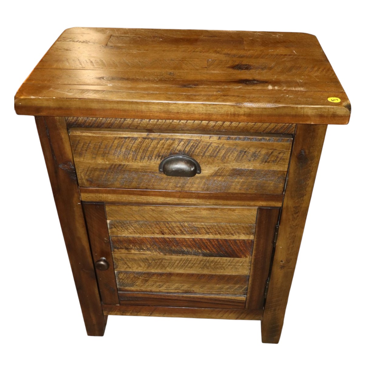 Contemporary rustic finish 1 drawer 1 door nightstand
