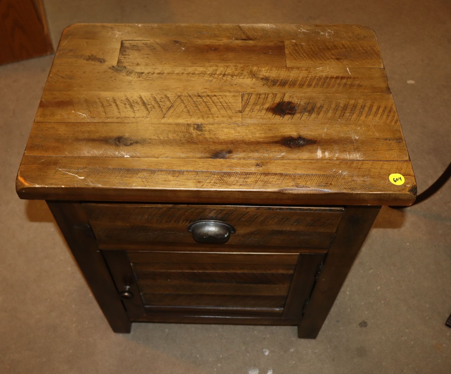 Contemporary rustic finish 1 drawer 1 door nightstand