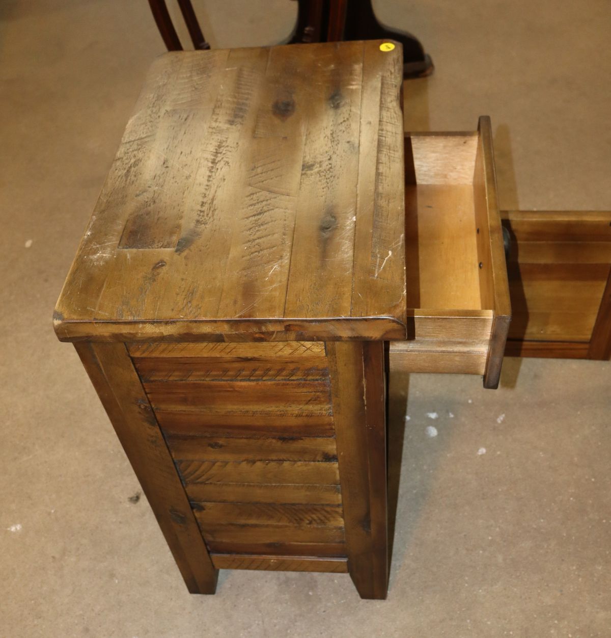 Contemporary rustic finish 1 drawer 1 door nightstand