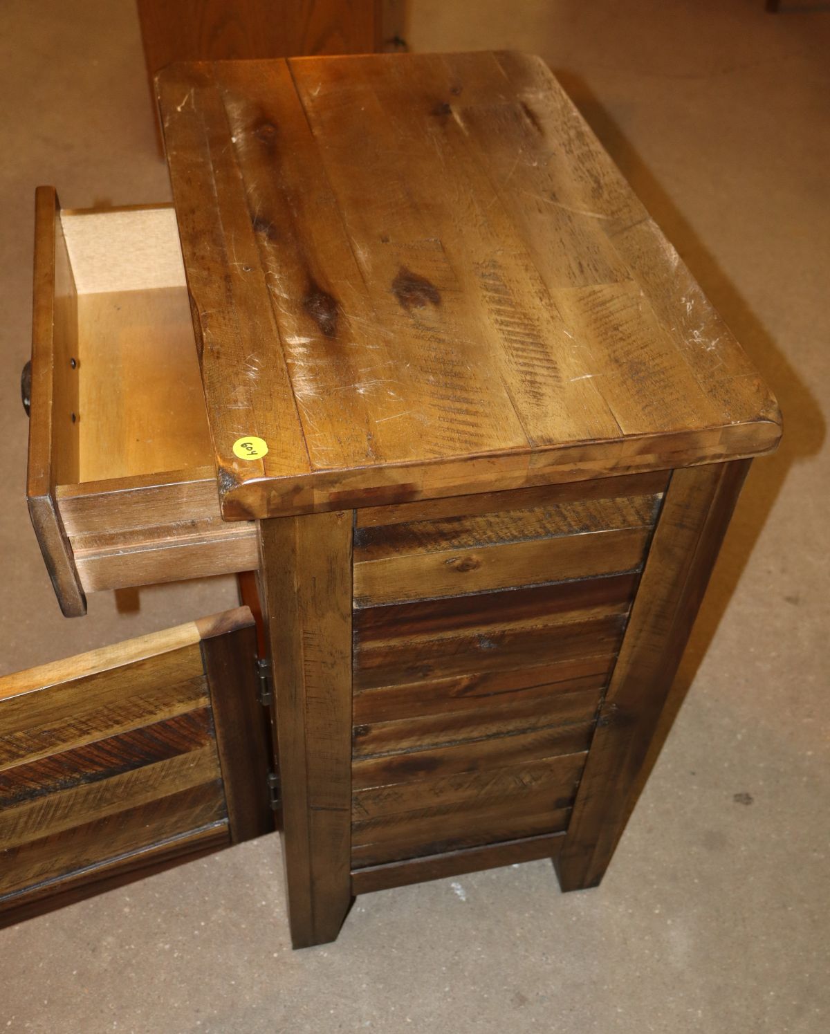 Contemporary rustic finish 1 drawer 1 door nightstand