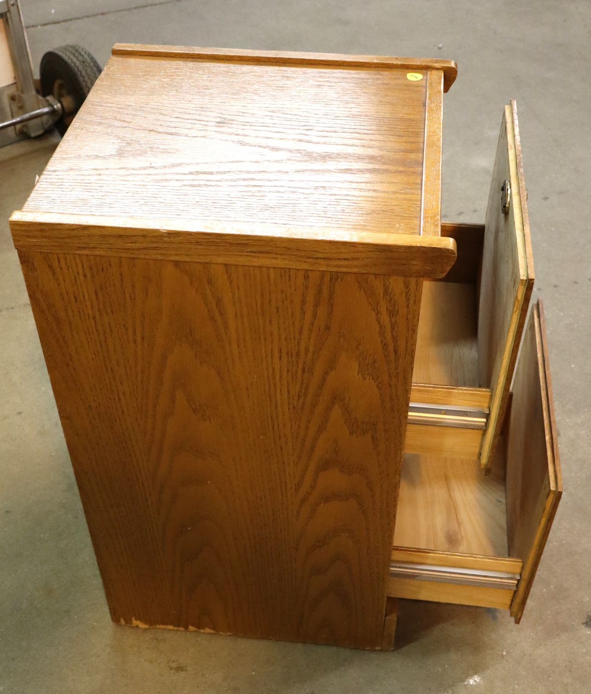 Contemporary oak 2 drawer filing cabinet, original finish