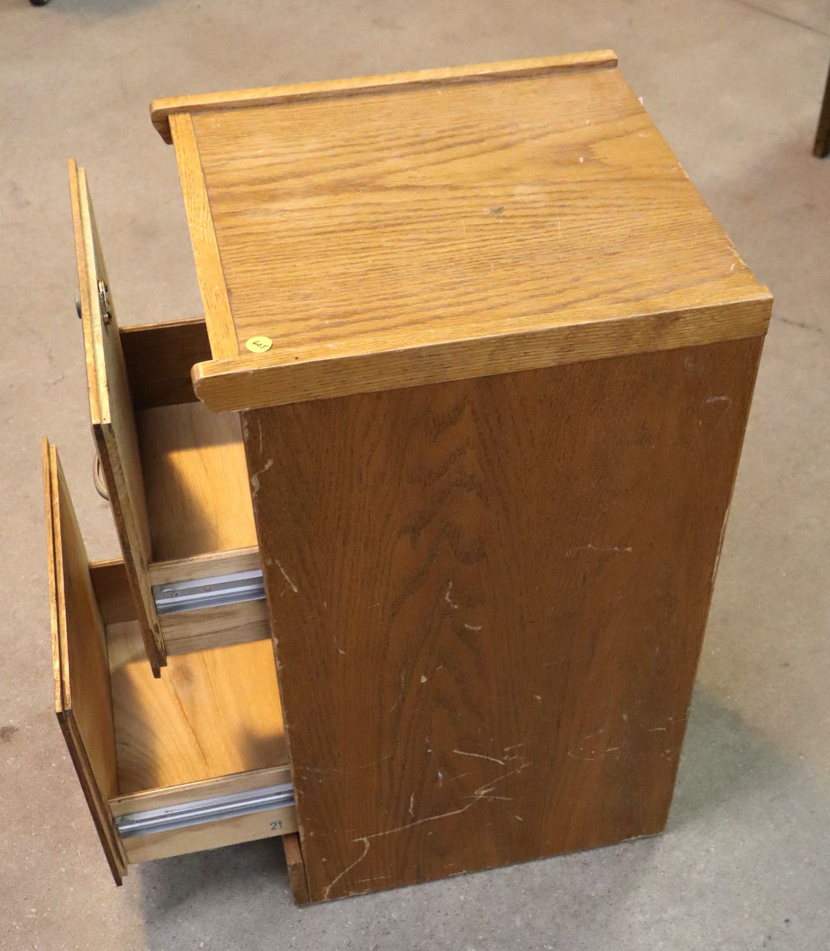 Contemporary oak 2 drawer filing cabinet, original finish