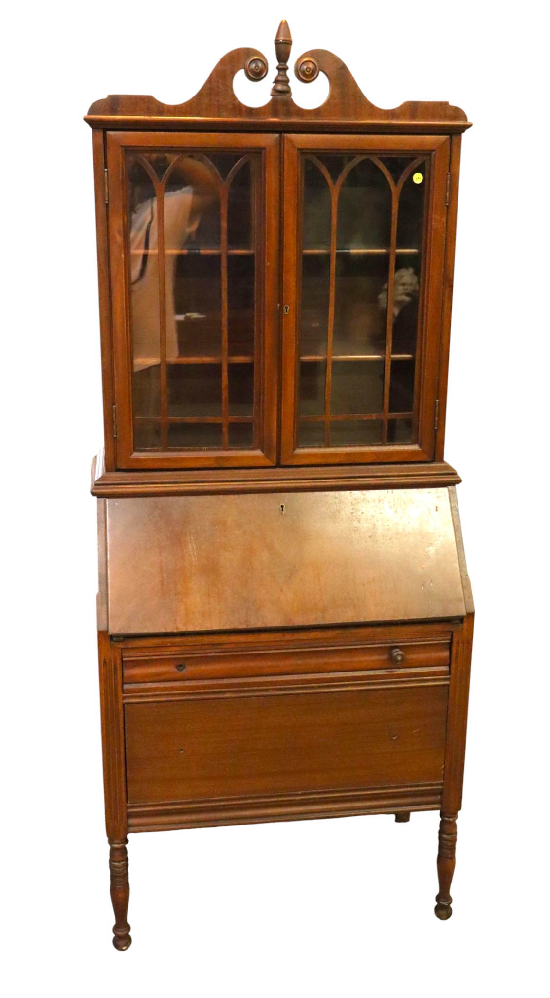 Vintage walnut slant front desk with bookcase top