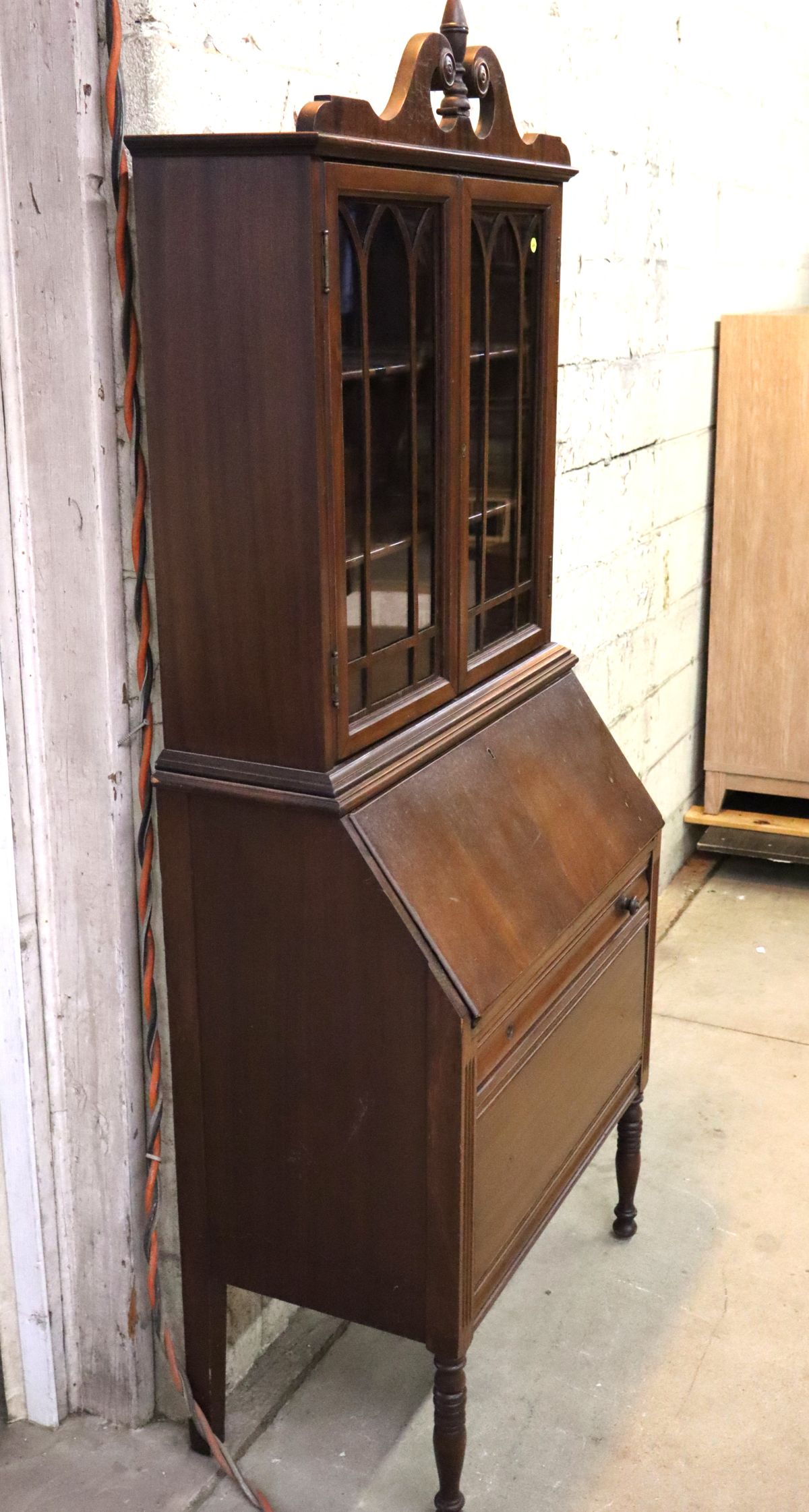 Vintage walnut slant front desk with bookcase top