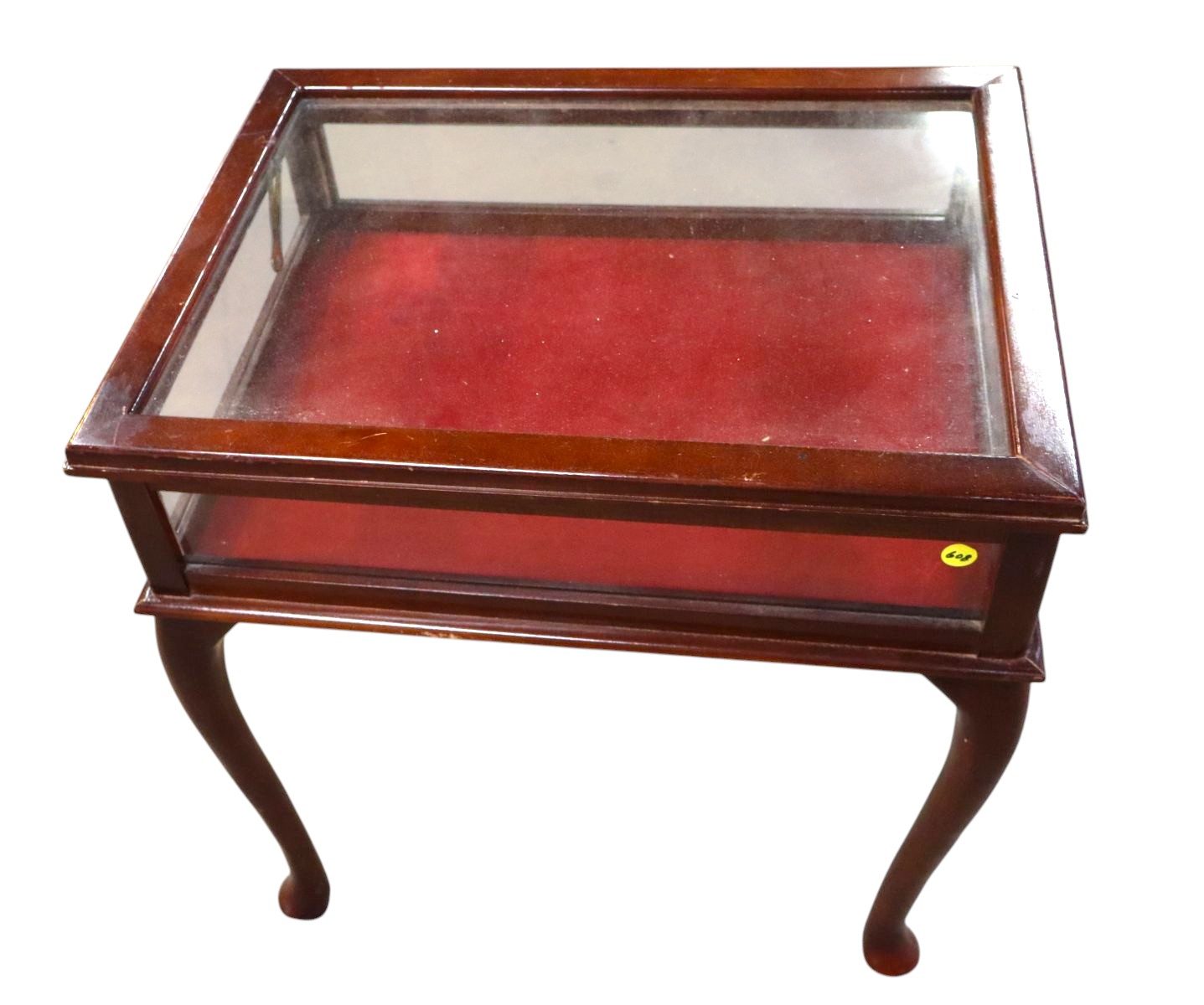 Vintage mahogany finish lift top display table
