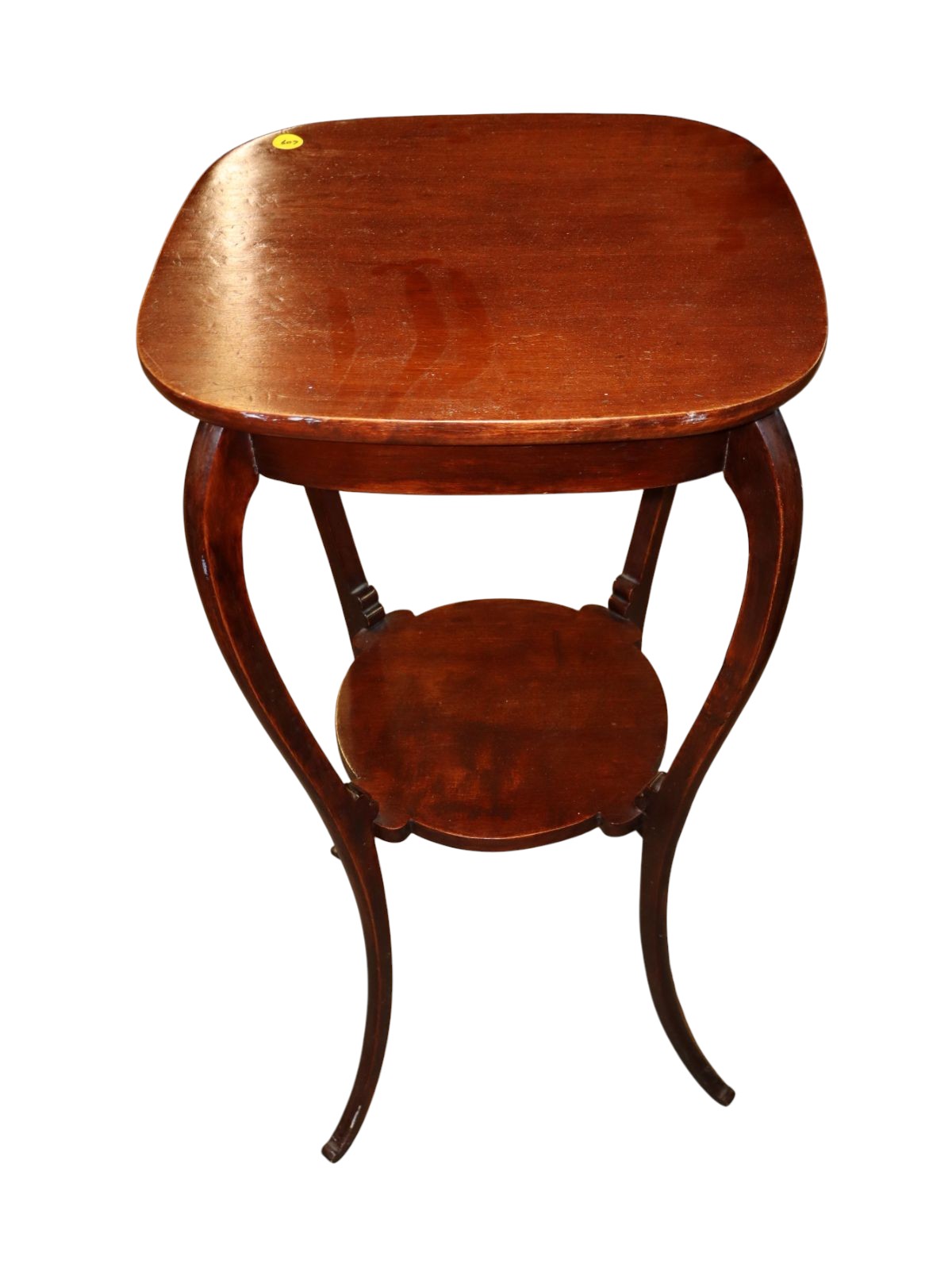 Antique two tier square mahogany plant stand
