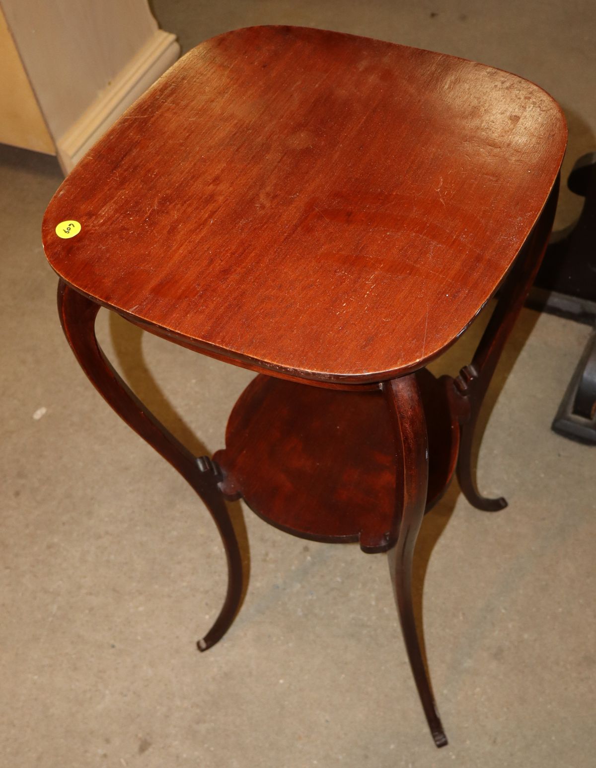 Antique two tier square mahogany plant stand