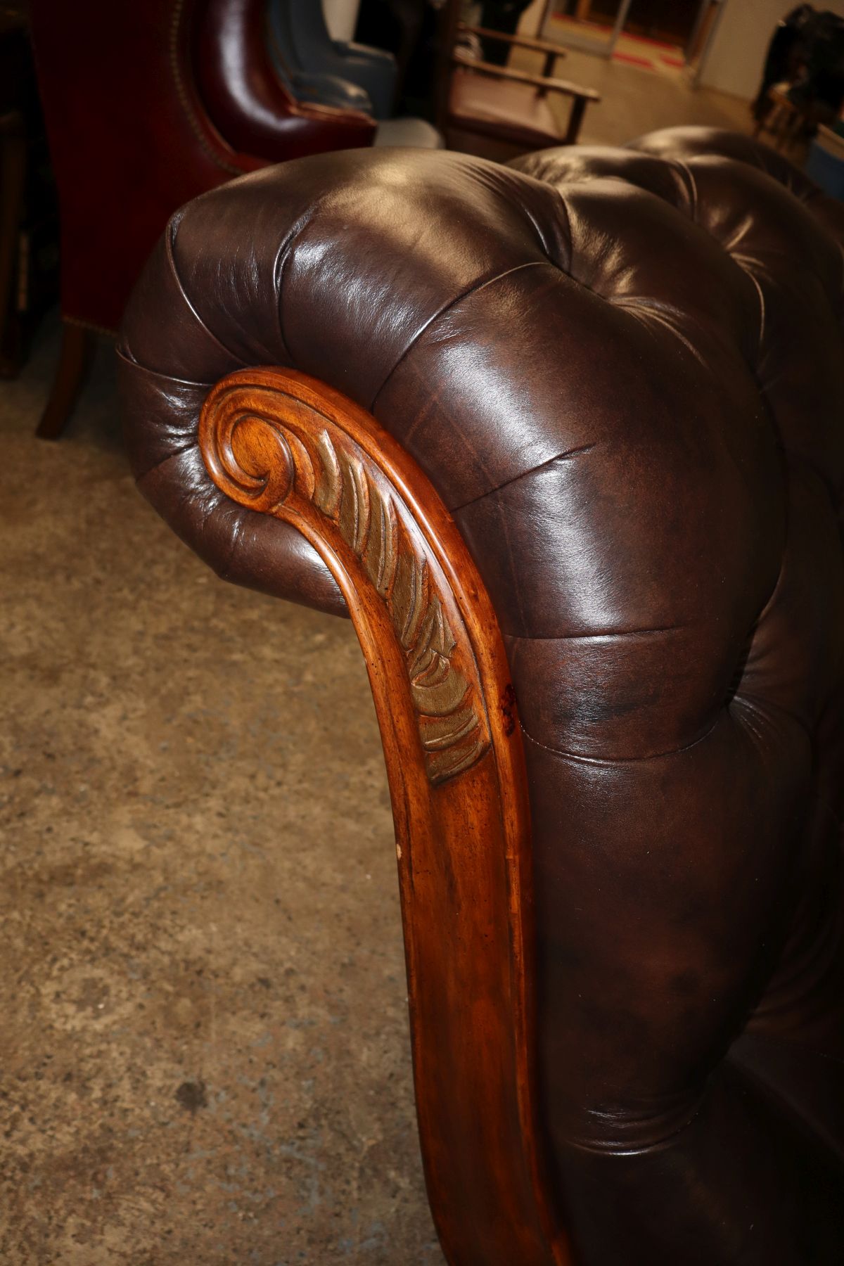 Like new leather style recamier chaise and pillow