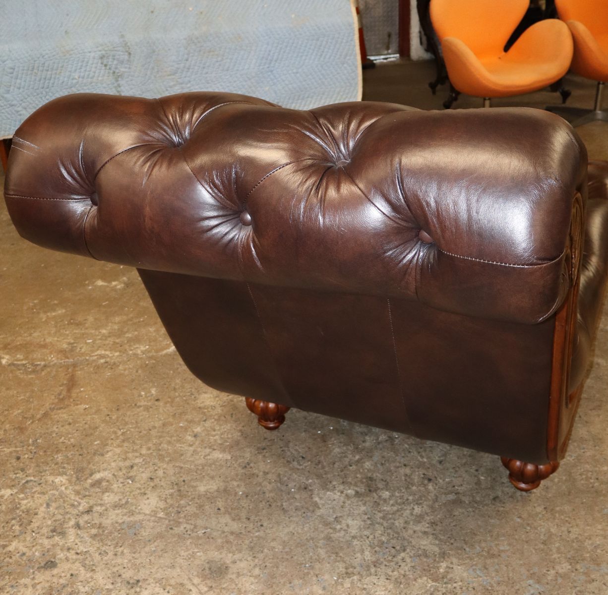 Like new leather style recamier chaise and pillow