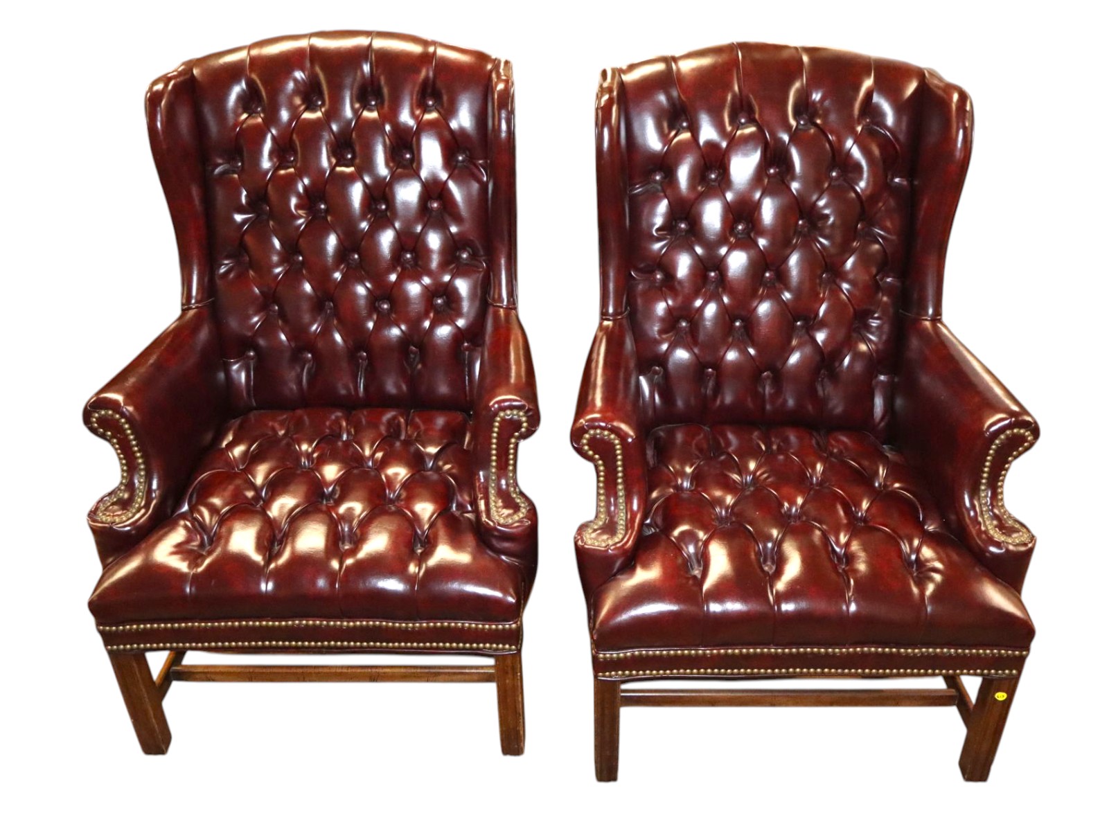 Beautiful VTG PR Chipp style burgundy wing chairs