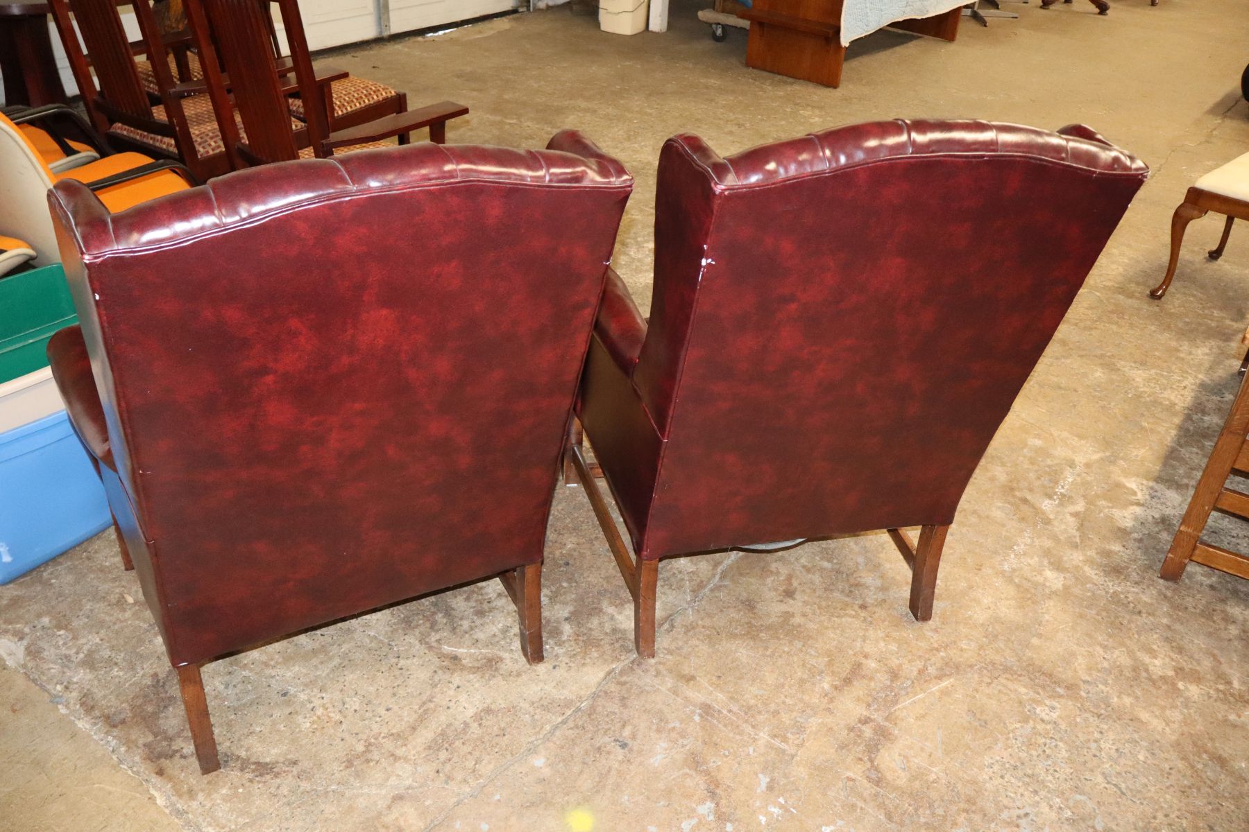 Beautiful VTG PR Chipp style burgundy wing chairs