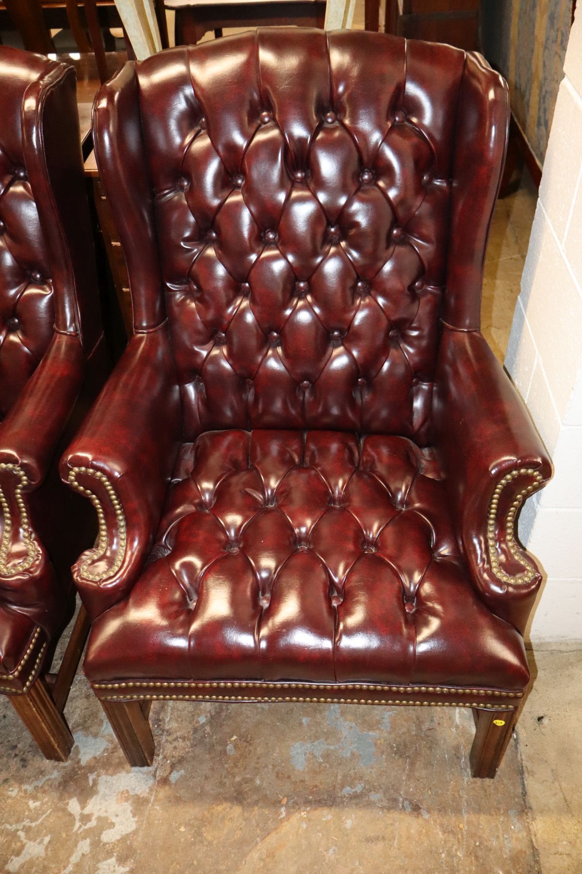 Beautiful VTG PR Chipp style burgundy wing chairs