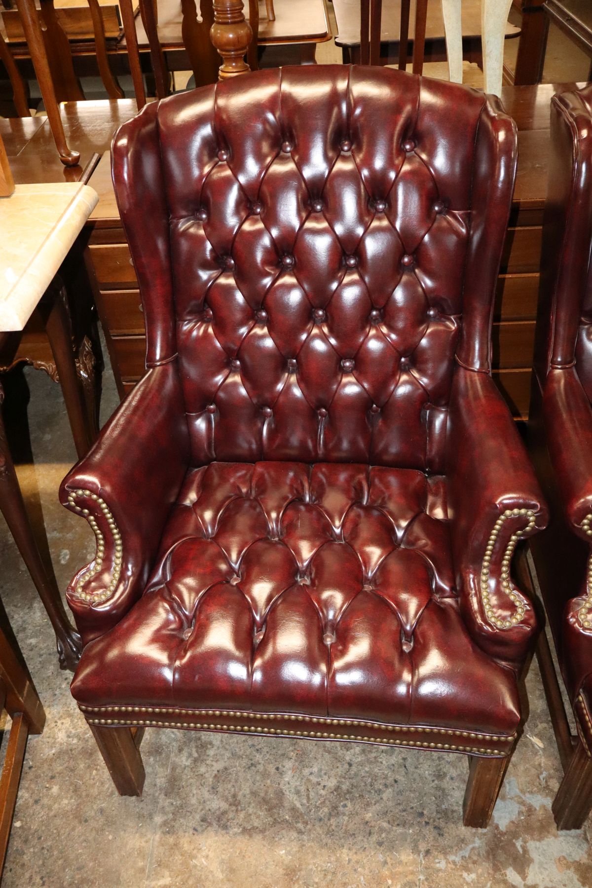 Beautiful VTG PR Chipp style burgundy wing chairs