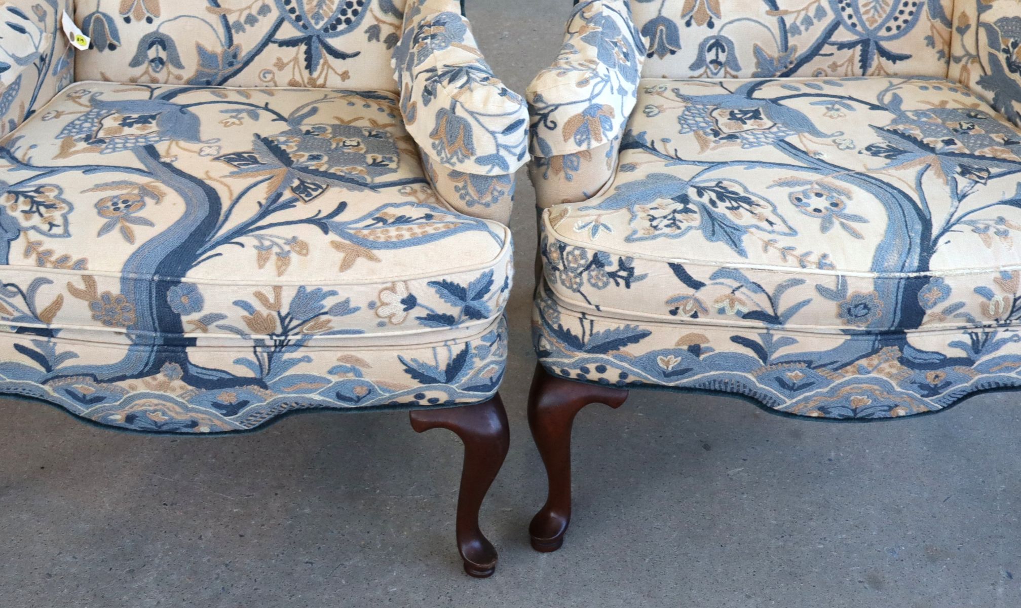 PR 1976 Mary Webb Wood Tree of Life Wingback Chairs