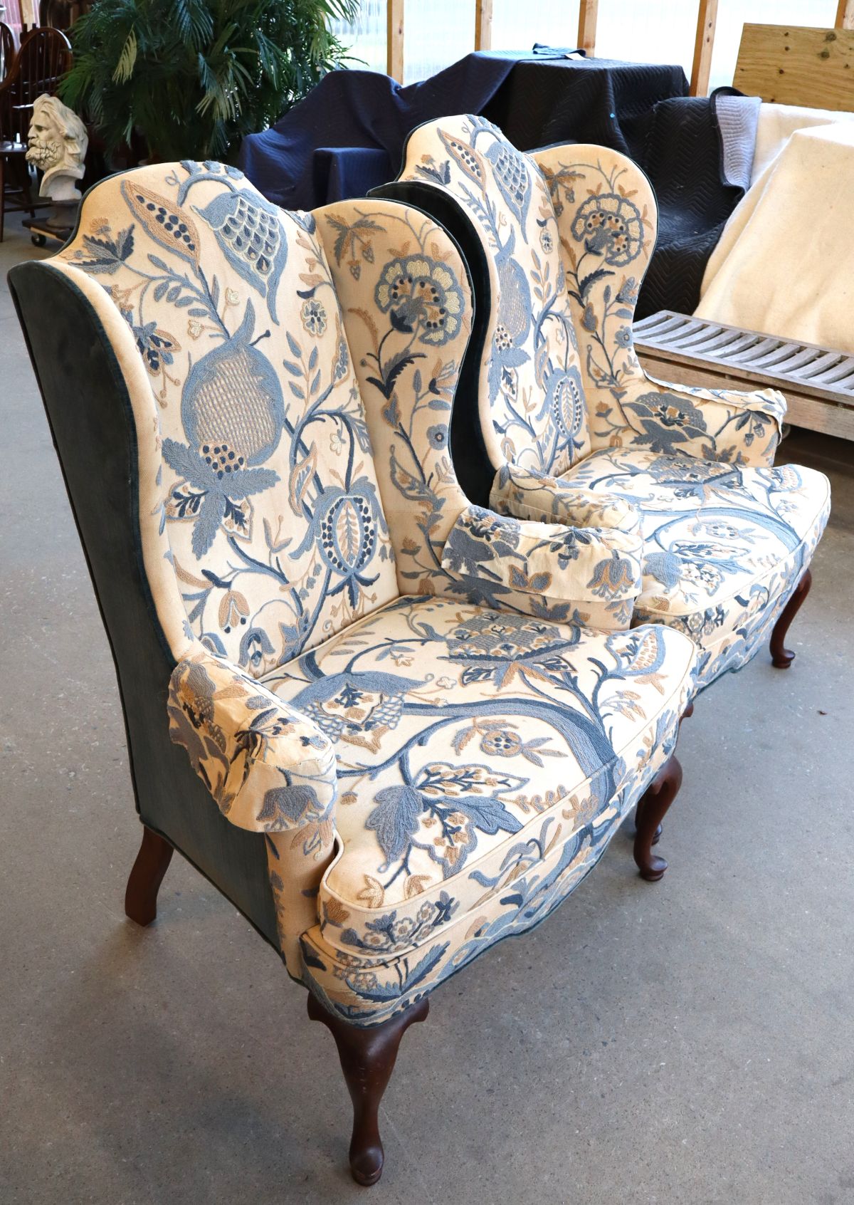 PR 1976 Mary Webb Wood Tree of Life Wingback Chairs