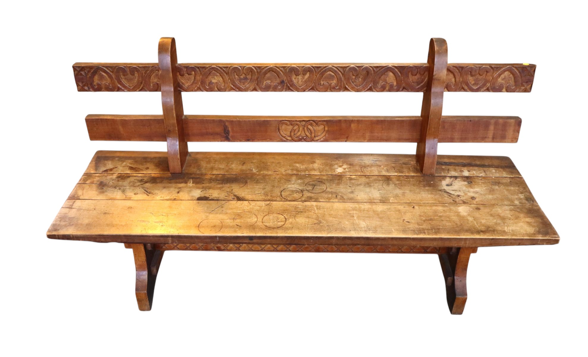Hand made primitive style plank bottom bench