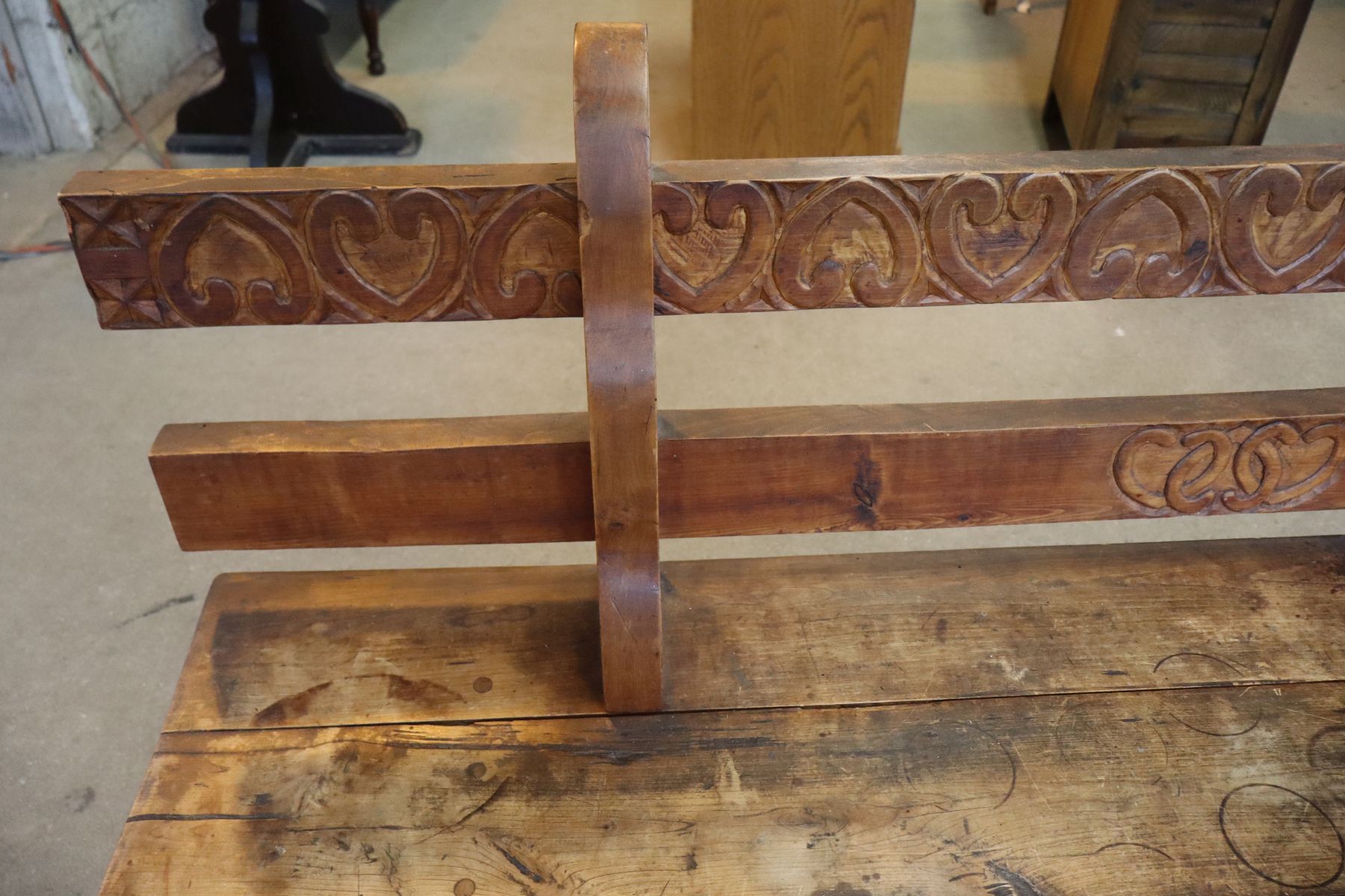 Hand made primitive style plank bottom bench