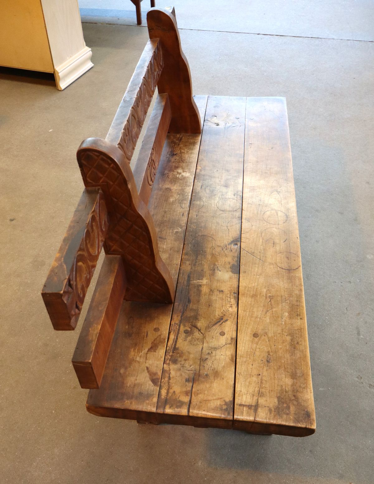 Hand made primitive style plank bottom bench
