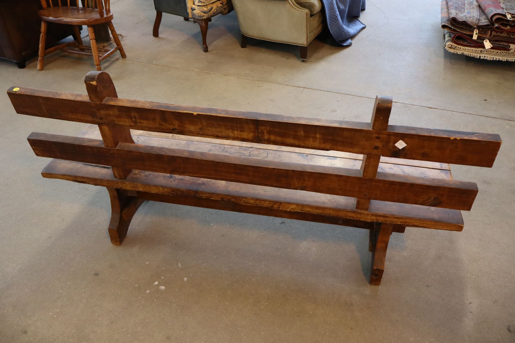 Hand made primitive style plank bottom bench