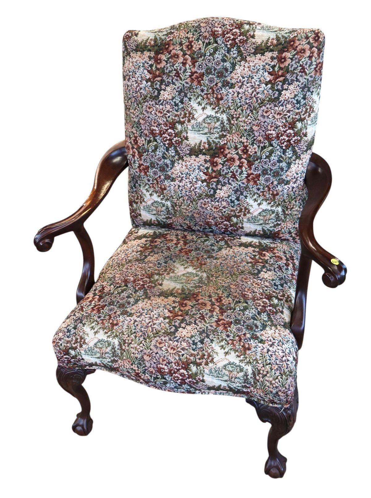 Quality mahogany framed ball & claw arm chair