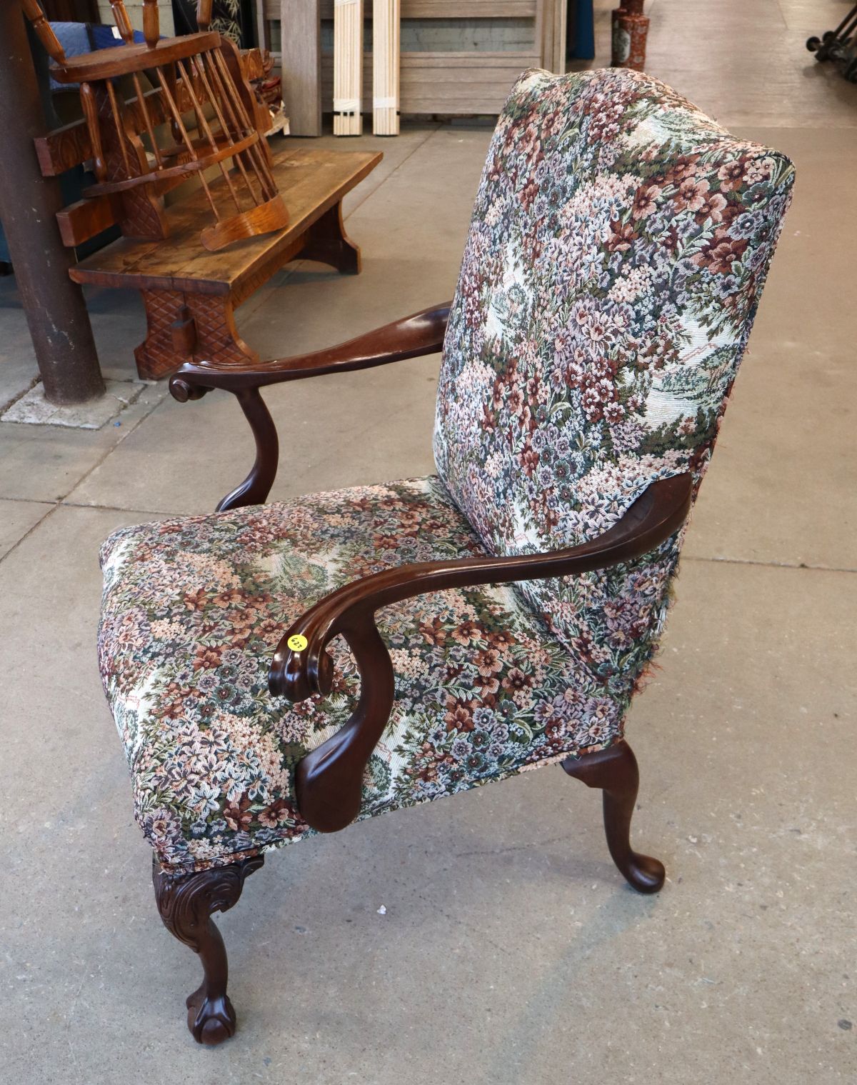 Quality mahogany framed ball & claw arm chair