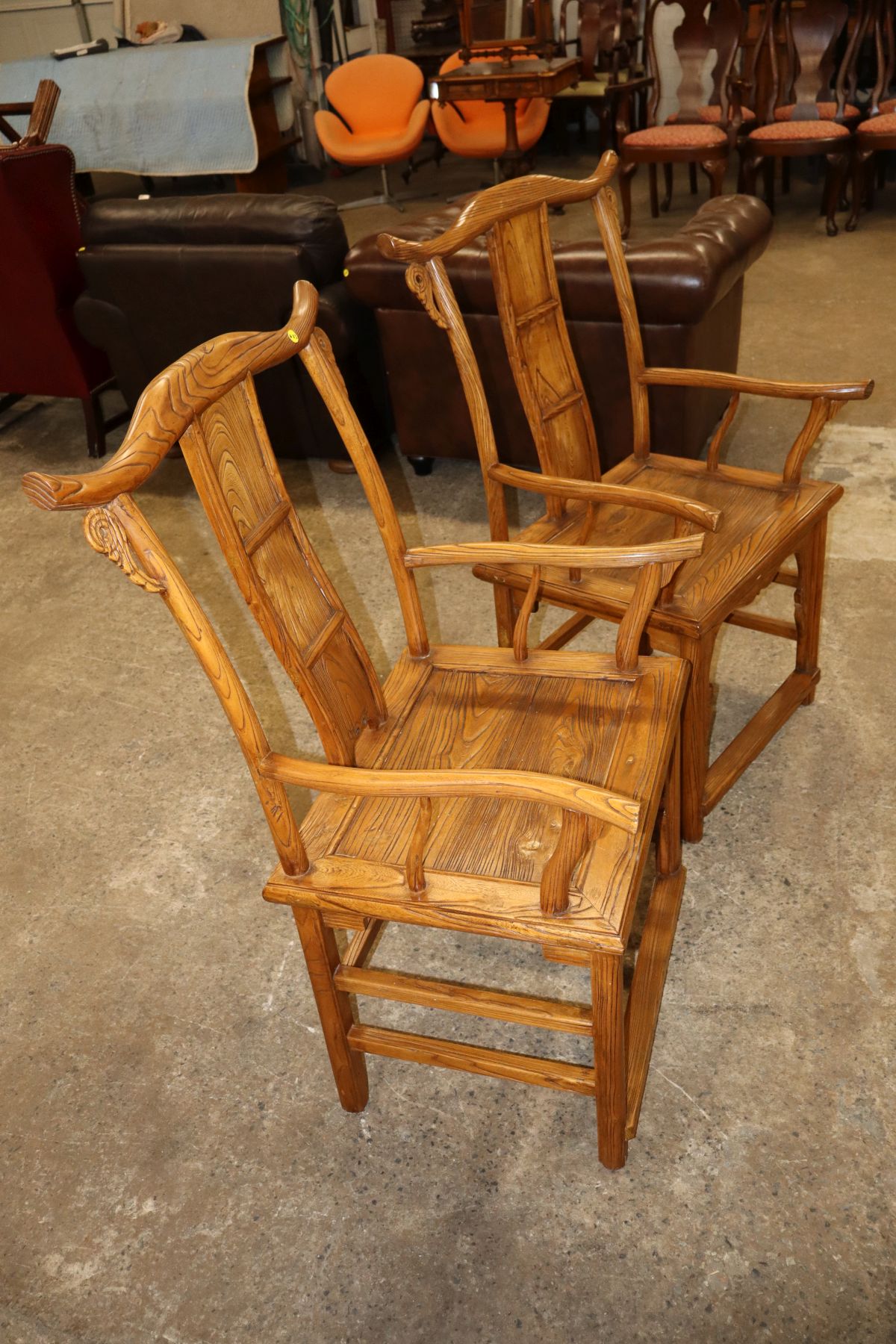 PR Chinese yoke back arm chairs, Asian hardwood
