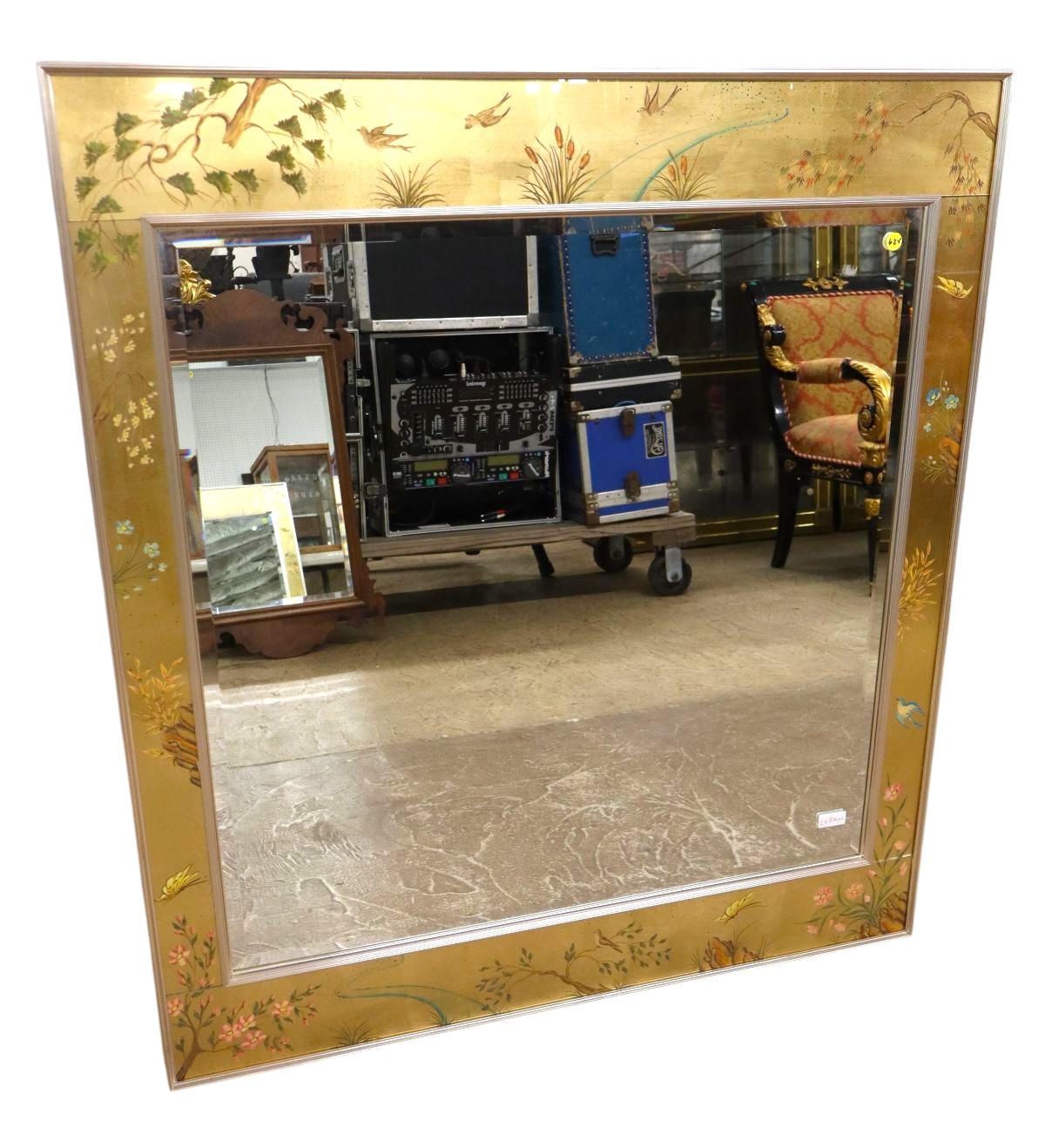 Labarge Asian decorated bevel glass mirror