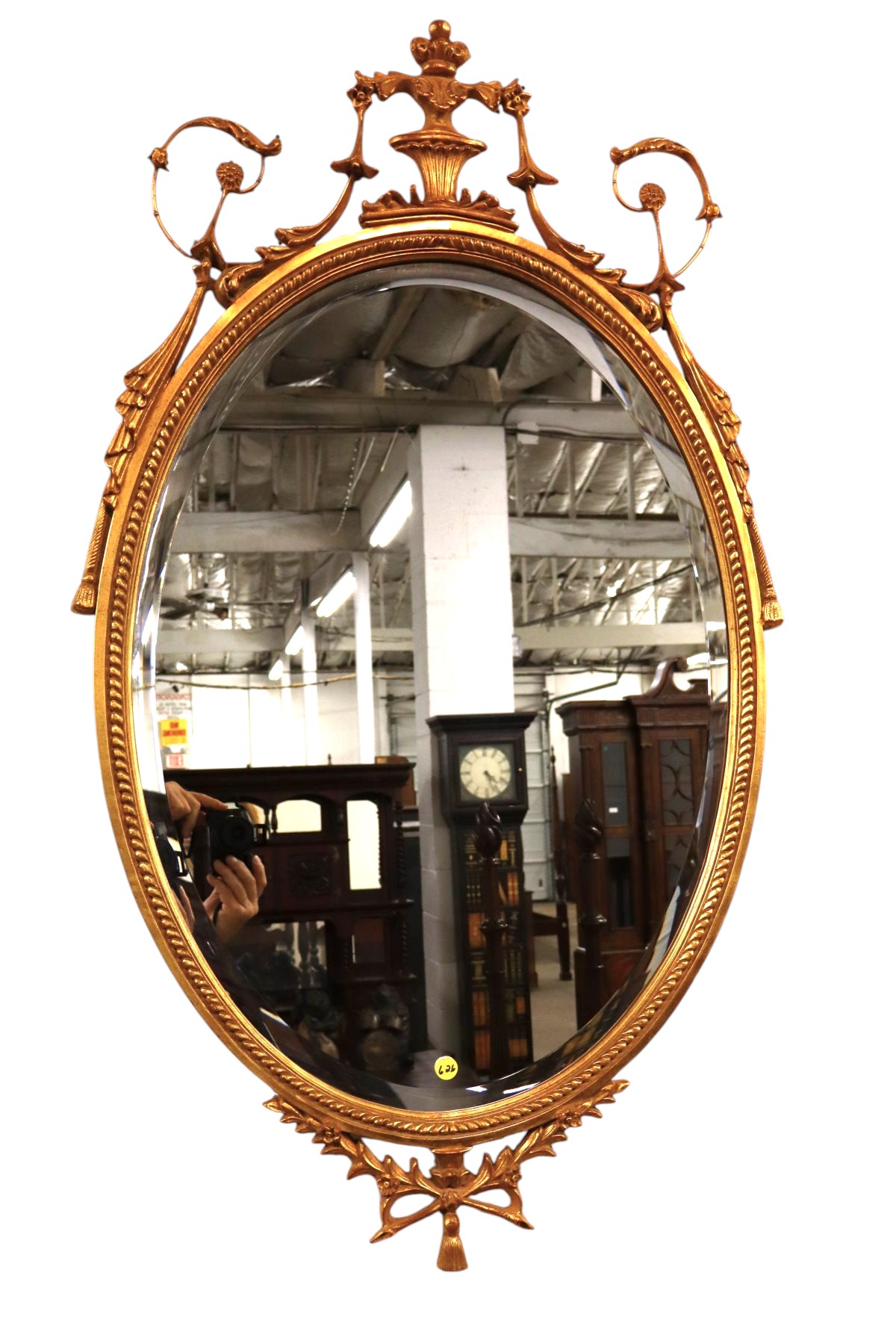 Fine Carvers beveled glass Adam oval framed mirror