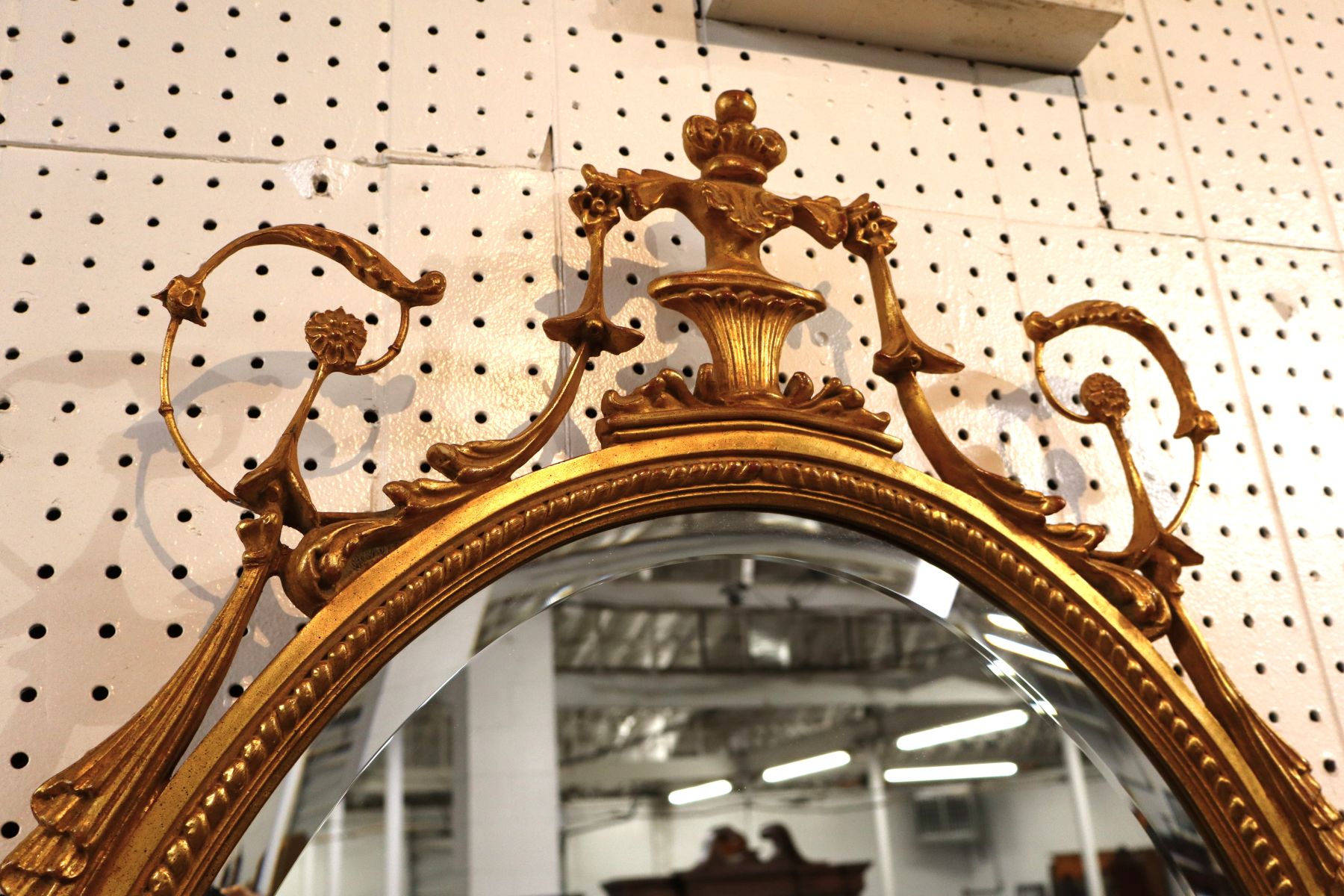 Fine Carvers beveled glass Adam oval framed mirror