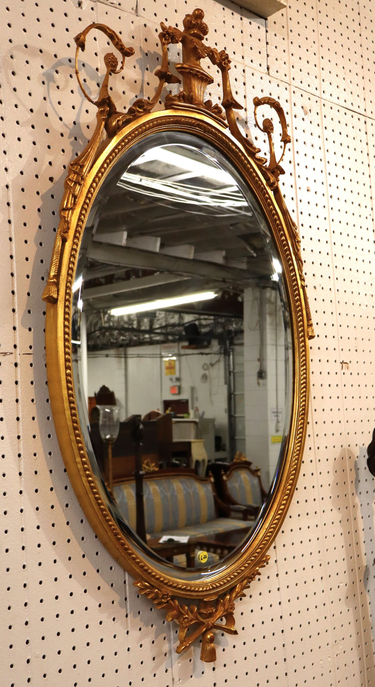 Fine Carvers beveled glass Adam oval framed mirror