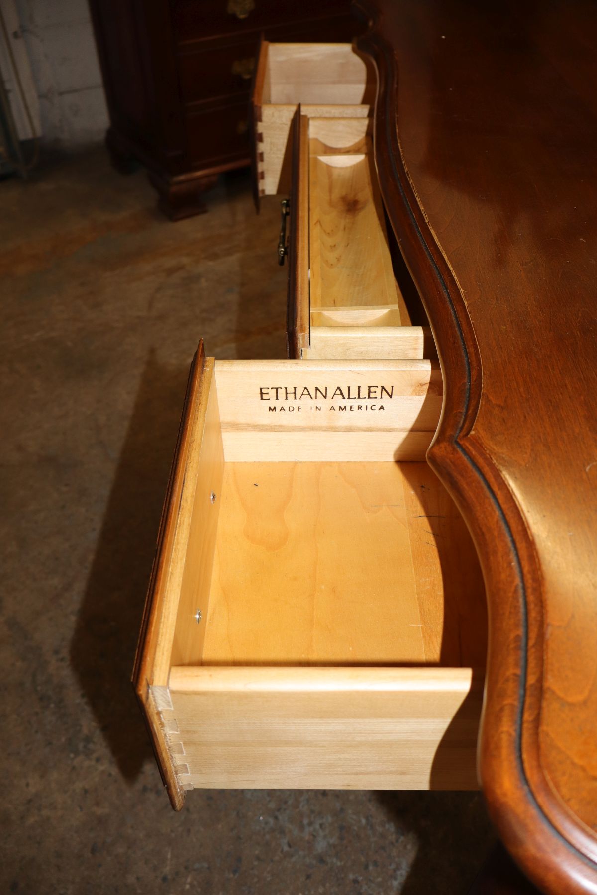 Nice Ethan Allen solid cherry French 3 drawer desk