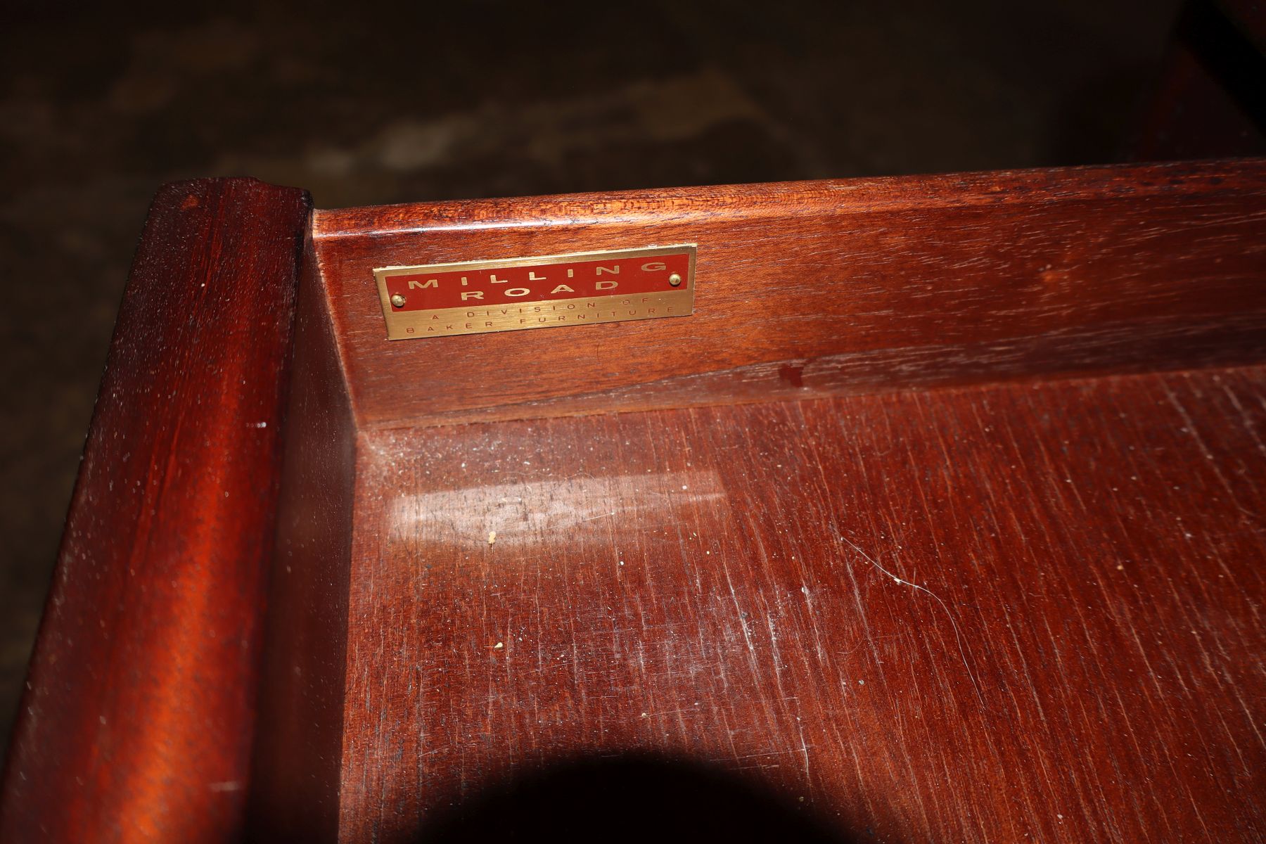 VTG Baker Milling Road burl mahogany executive desk