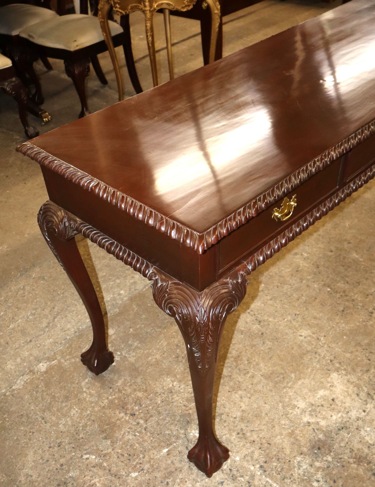 Chippendale style console sofa table original finish