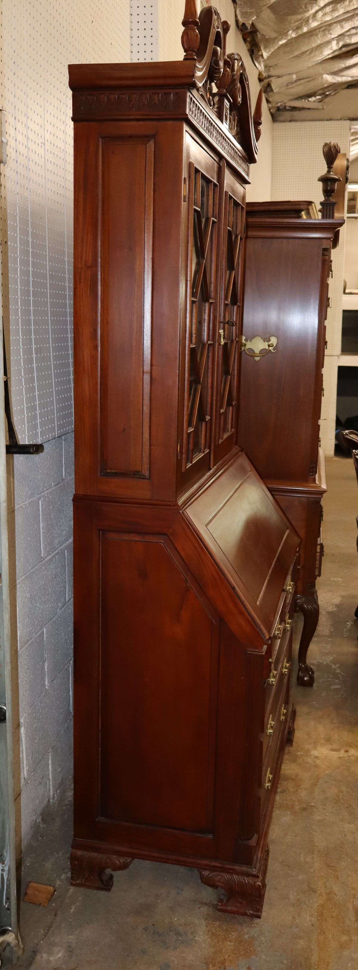 Solid mahogany 2pc fitted interior secretary bookcase