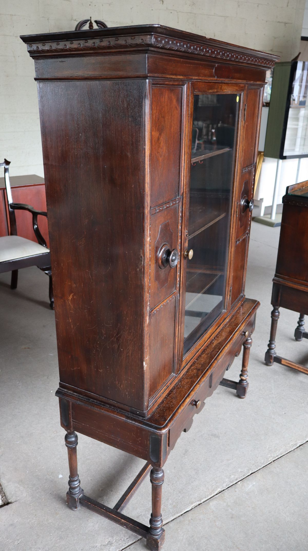 Antique walnut 1 door china cabinet