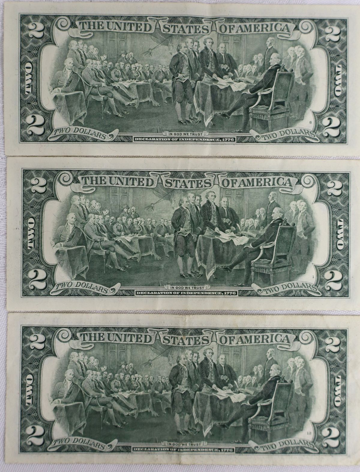 3 US $2 bills 1995 1995 1995