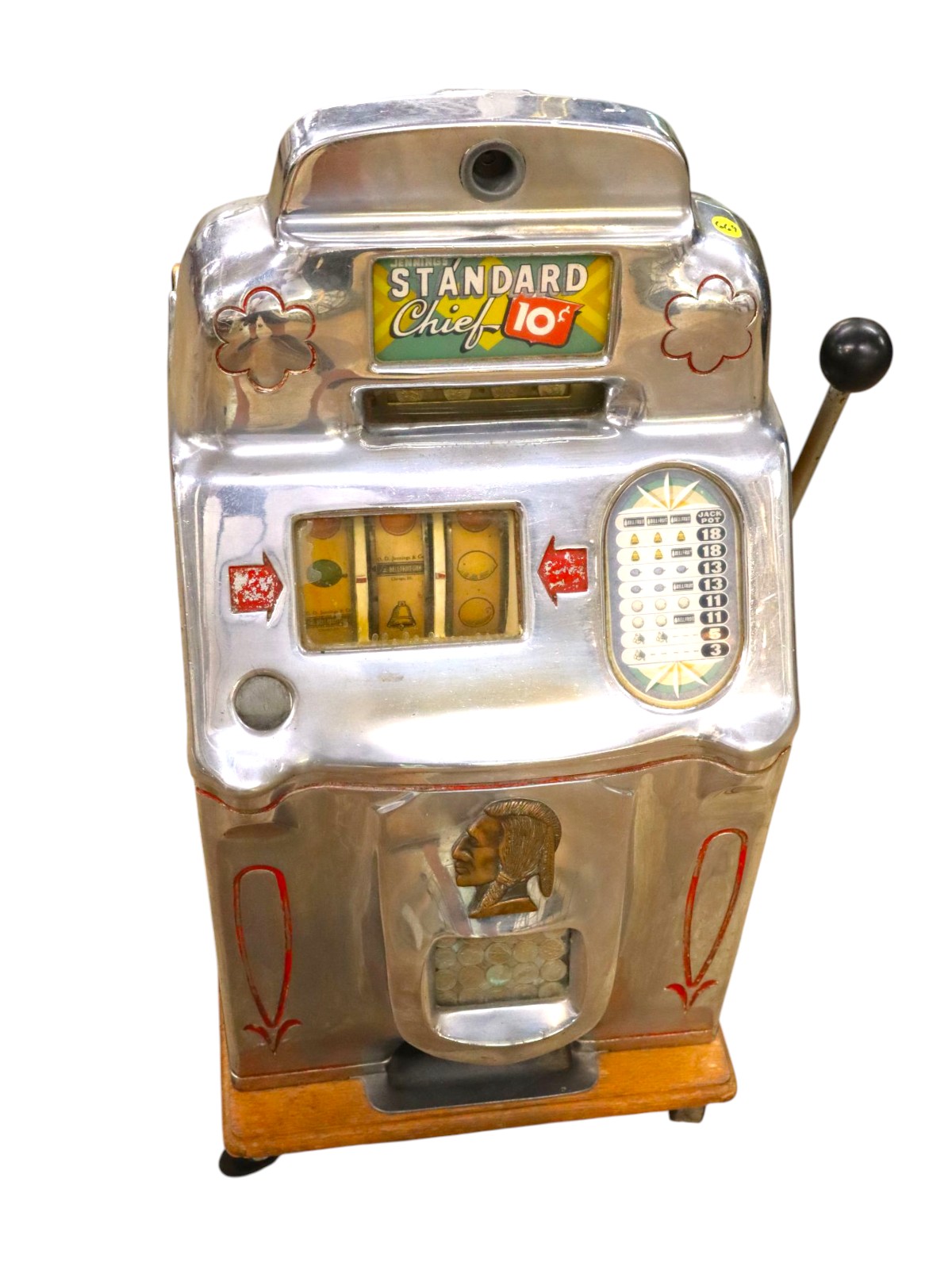 Antique Jennings Standard Chief .10 slot machine, works