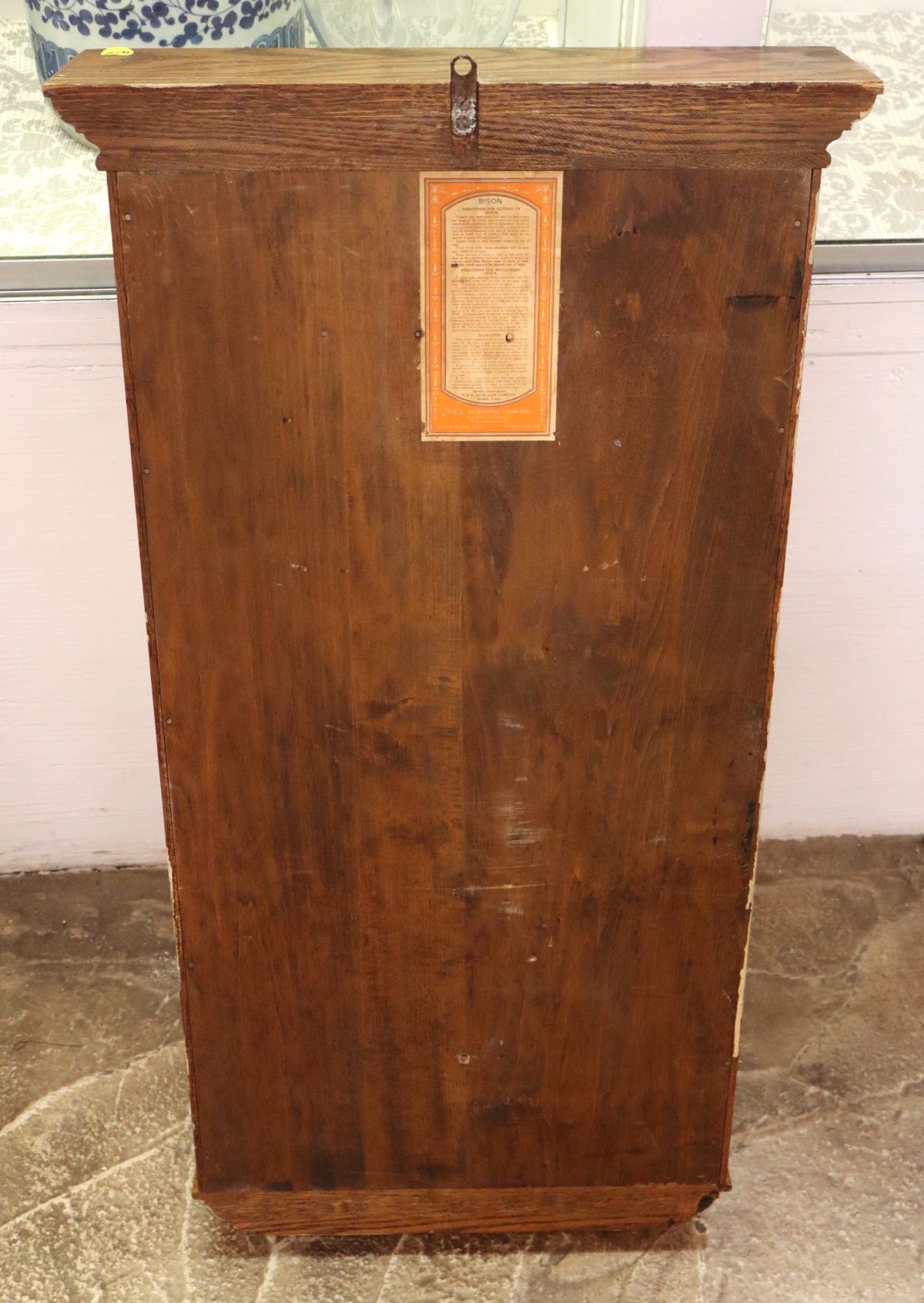 Antique Ingraham Oak Wall Clock, Pendulum, Key