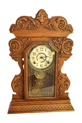 Antique Welch ginger bread kitchen clock, seems original finish and original stenciling on 
