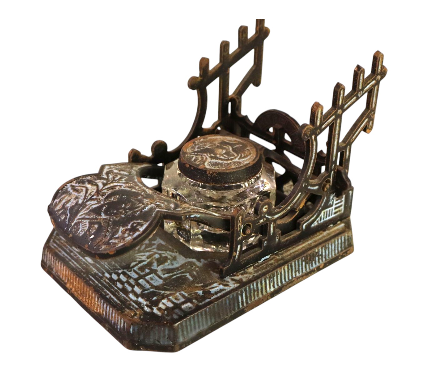 Antique Ornate CI Inkwell Brooks & Co. Royersford PA