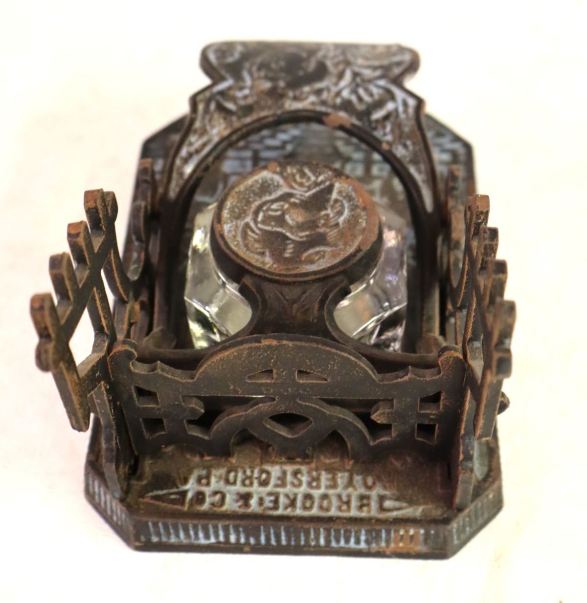 Antique Ornate CI Inkwell Brooks & Co. Royersford PA