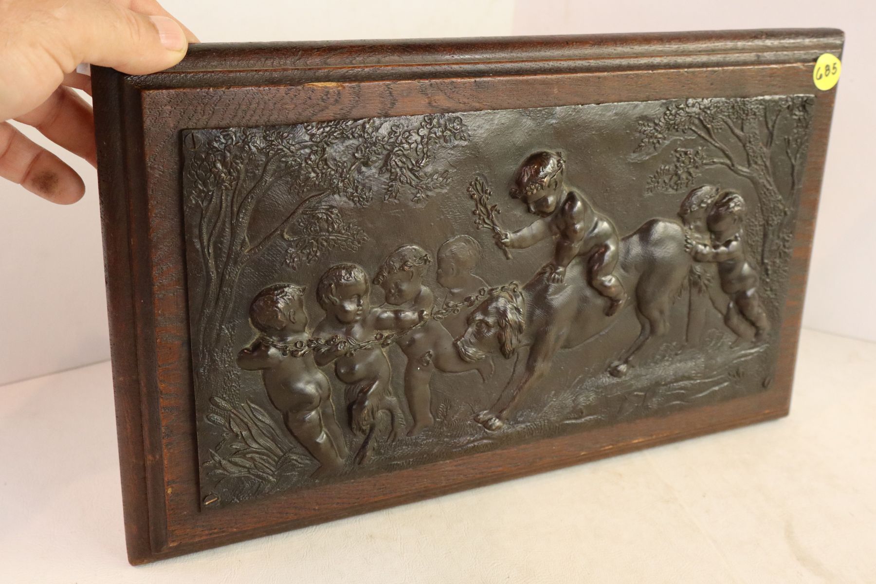 Duquesnoy Style Bronze Plaque: Putti with Goat
