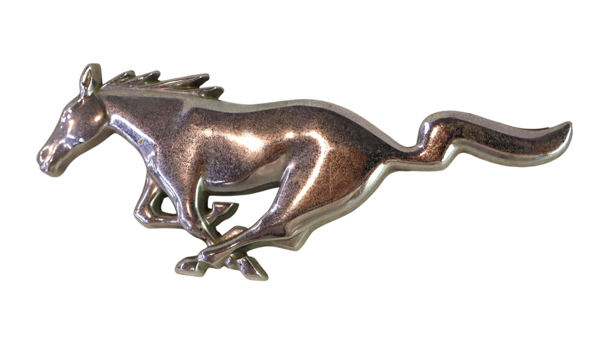 Original chrome Ford Mustang emblem. 2.5 x 6.5