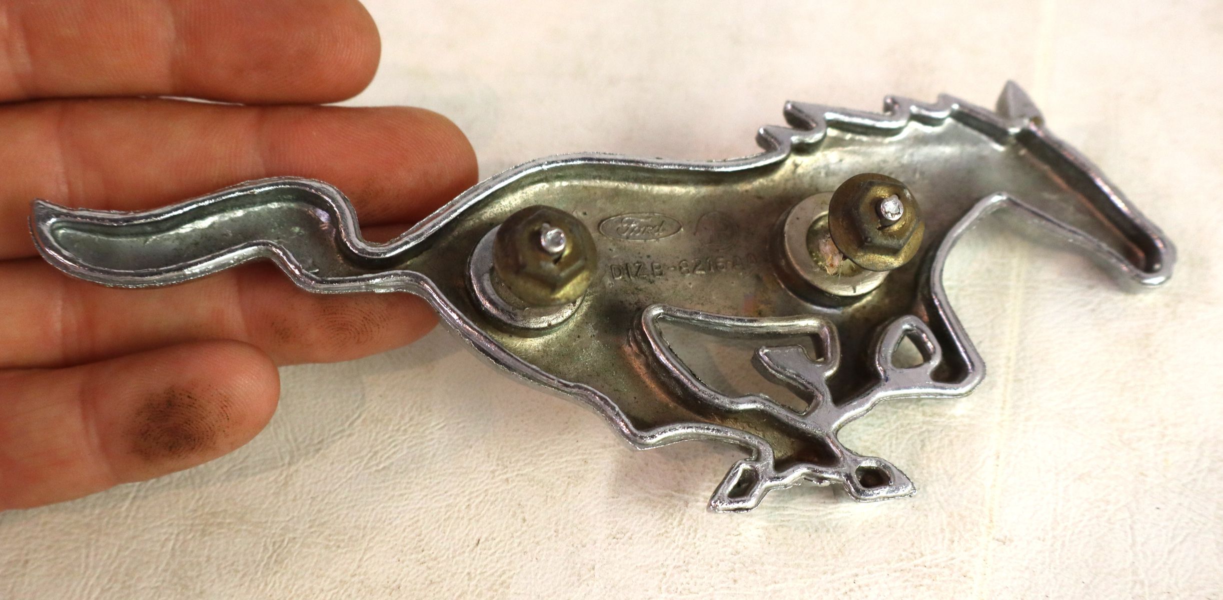 Original chrome Ford Mustang emblem. 2.5 x 6.5